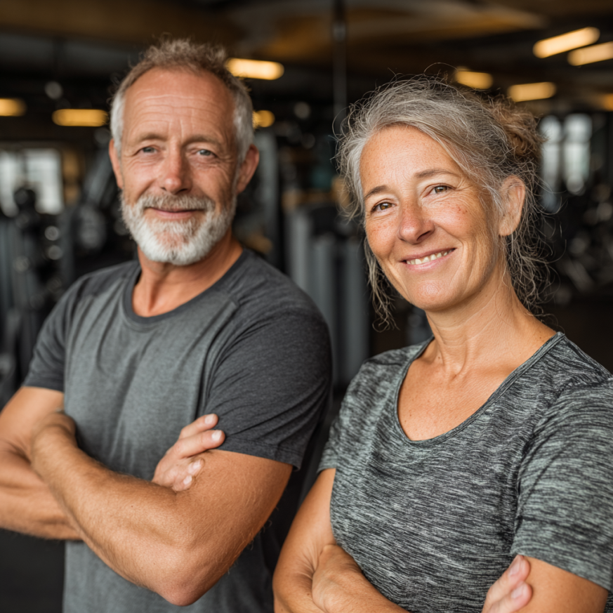 Група літніх людей на тренуванні йоги